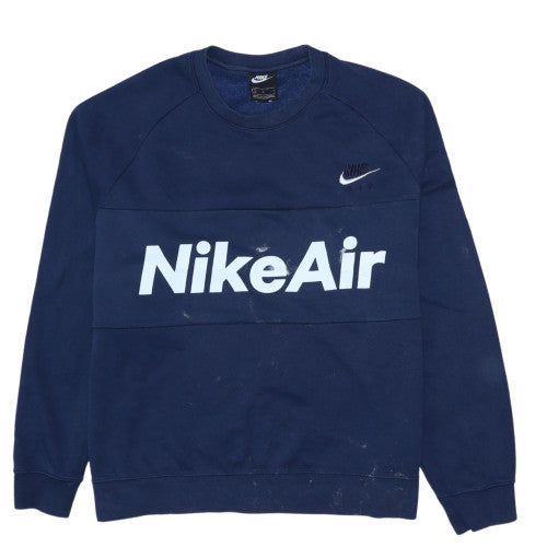 Nike Air Men's Blue Crew Neck Pullover Sweatshirt L Cotton Blend