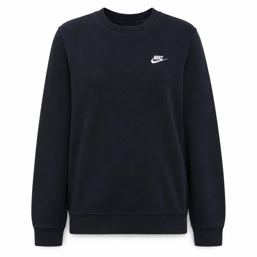 Front view of Nike women’s black xs pullover sweatshirt crew neck cotton blend