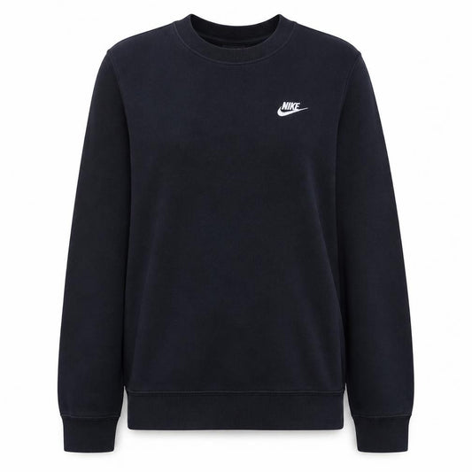 Front view of Nike women’s black xs pullover sweatshirt crew neck cotton blend