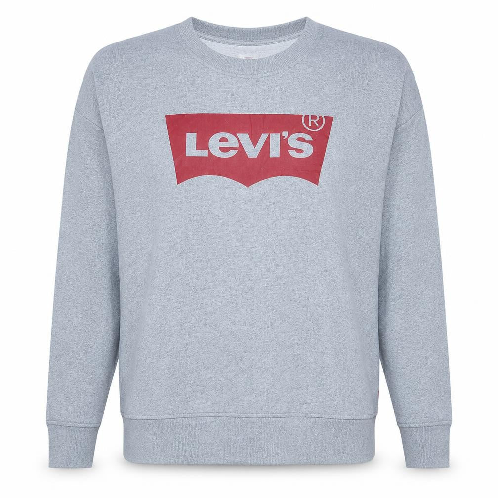 Front view of Levi's Women's Grey Logo Pullover Sweatshirt, size 2XL
