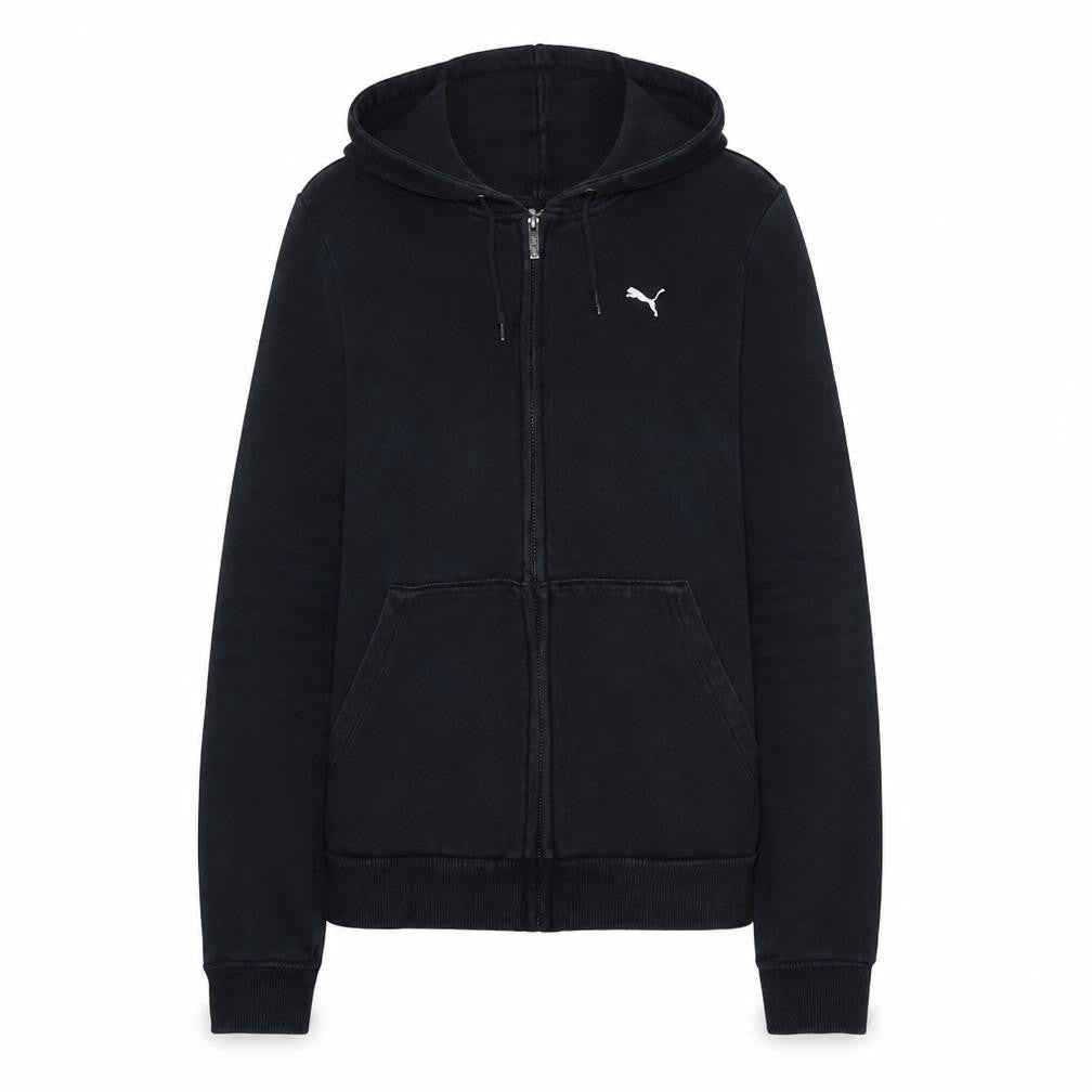 Puma Women Black M Full Zip Hoodie Hooded Sweatshirt Casual
