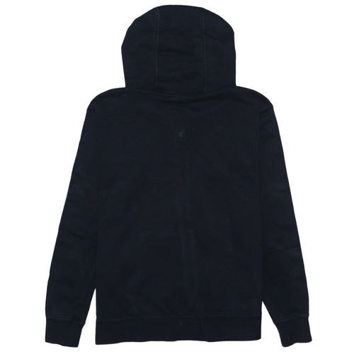 Nike Women's Black Full Zip Hoodie Small Logo Tape Lined Cotton Blend