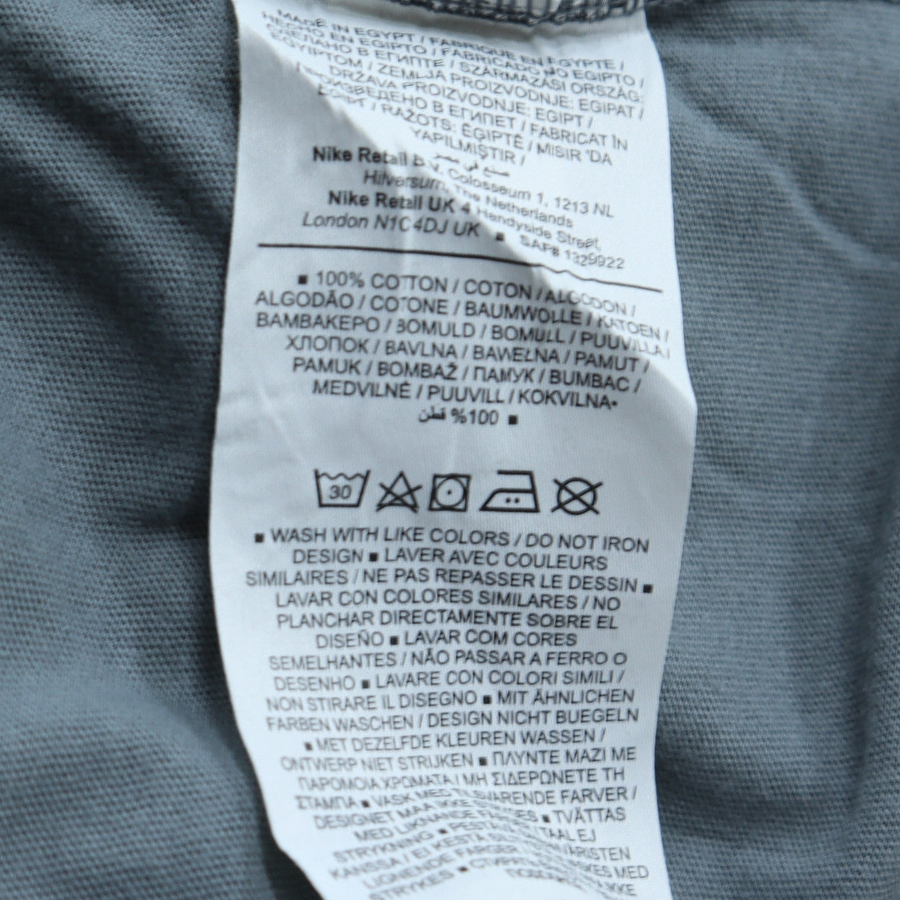 Nike Men's Blue Regular Fit Cotton Crew Neck T-Shirt M