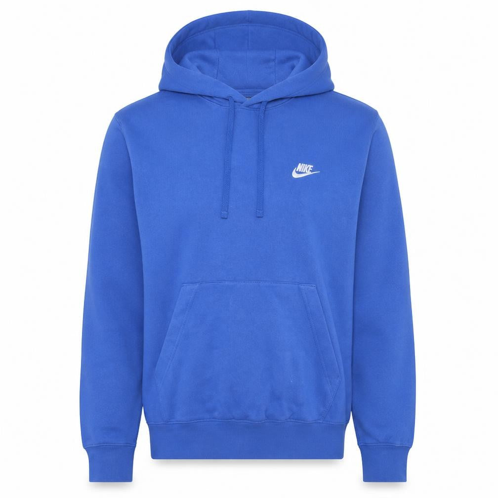 Front view of Nike Men's Blue Pullover Hoodie Small Fleece Logo Sweatshirt