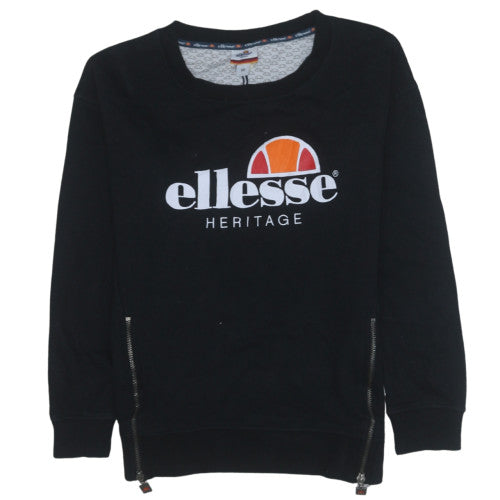Ellesse Heritage Womens Black XS Pullover Sweatshirt with Zip Accents