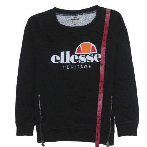 Ellesse Heritage Womens Black XS Pullover Sweatshirt with Zip Accents
