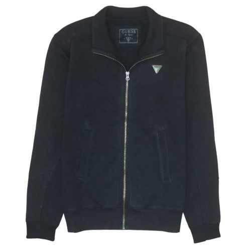 Guess Women Black Full Zip Sweatshirt Size 8 Cotton Blend