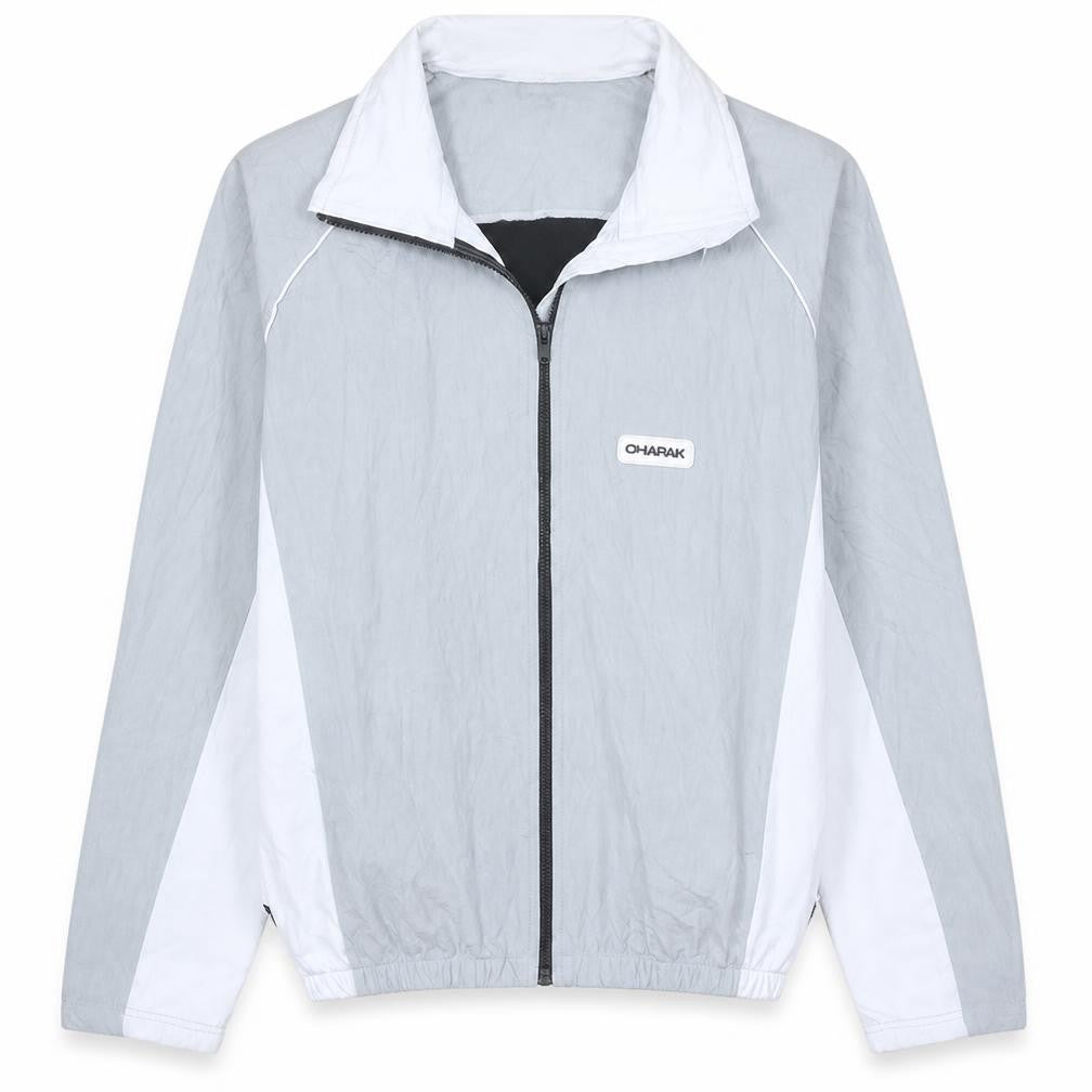 Front view of CHAPAK Men's Grey XL Lightweight Fleece Windbreaker Jacket