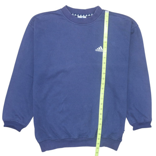 Adidas Mens Blue Crew Neck Sweatshirt Size L Classic Logo Cotton Blend