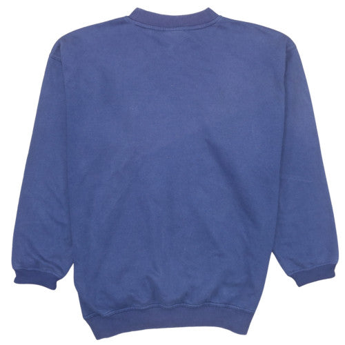 Adidas Mens Blue Crew Neck Sweatshirt Size L Classic Logo Cotton Blend