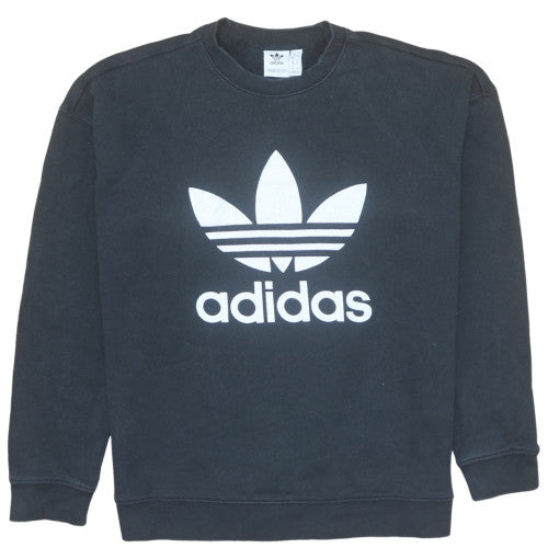 Adidas Women Black Crew Neck Long Sleeve Logo Sweatshirt UK 12