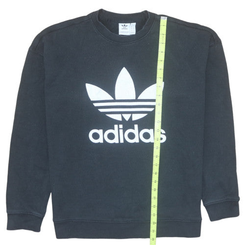Adidas Women Black Crew Neck Long Sleeve Logo Sweatshirt UK 12