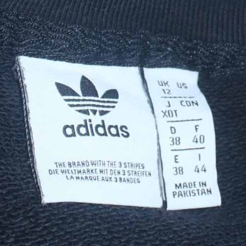 Adidas Women Black Crew Neck Long Sleeve Logo Sweatshirt UK 12