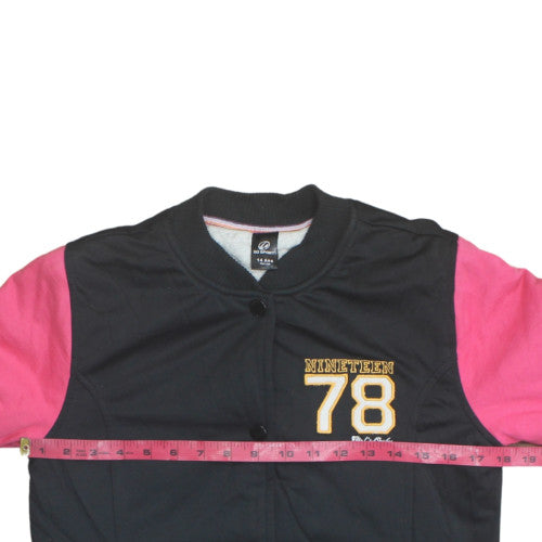 GO SPORT Girls Black Pink Varsity Jacket 14 Years Cotton Blend Lined