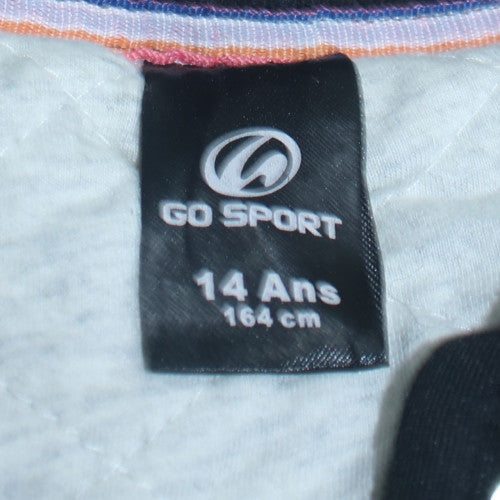 GO SPORT Girls Black Pink Varsity Jacket 14 Years Cotton Blend Lined
