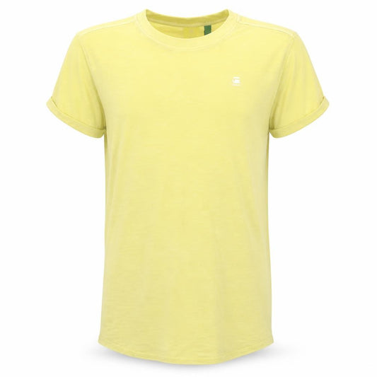 Front view of G-Star RAW Men's Yellow Crew Neck Cotton T-Shirt XS
