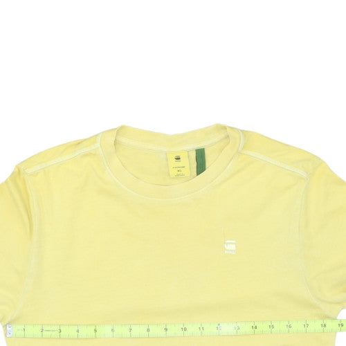 G-Star Raw Men's Yellow Crew Neck Cotton T-Shirt XS