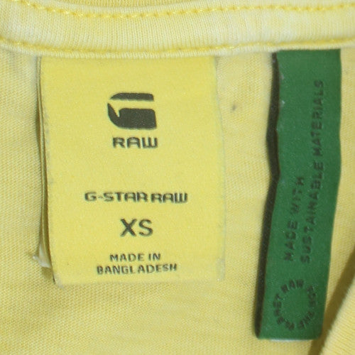 G-Star Raw Men's Yellow Crew Neck Cotton T-Shirt XS