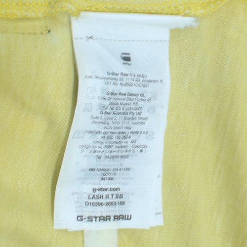 G-Star Raw Men's Yellow Crew Neck Cotton T-Shirt XS