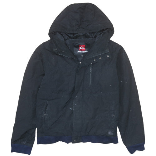 Quiksilver Men's Black Hooded Bomber Jacket Size S