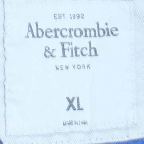 Abercrombie & Fitch Men's Blue Striped V-Neck T-Shirt XL Regular Fit