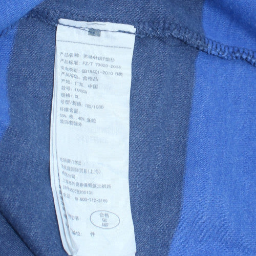 Abercrombie & Fitch Men's Blue Striped V-Neck T-Shirt XL Regular Fit