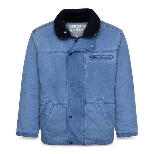Front view of Les 2 Ancres Men's Blue Cotton Lined Jacket, size S, Regular Fit
