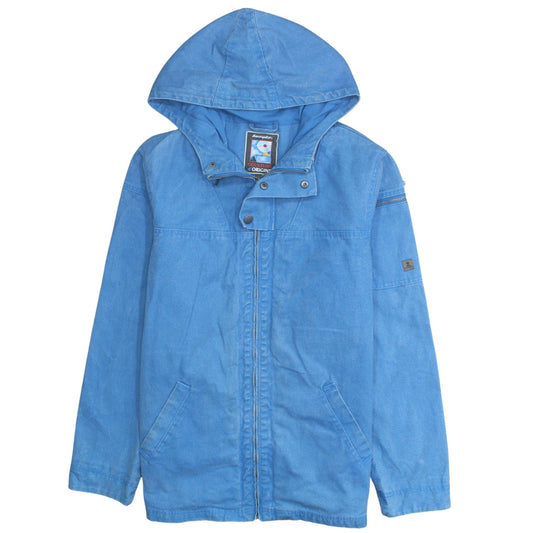 Mousqueton Mens Blue Hooded Cotton Jacket Size L Casual Full Zip