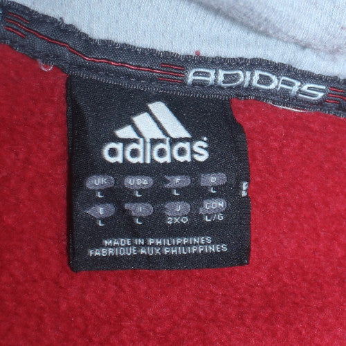 Adidas Men's Red Pullover Hoodie L Sports Fleece Sweatshirt