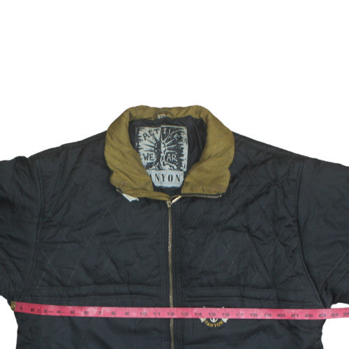 Canyon Mens Black Quilted Puffer Jacket Size M Winter Coat