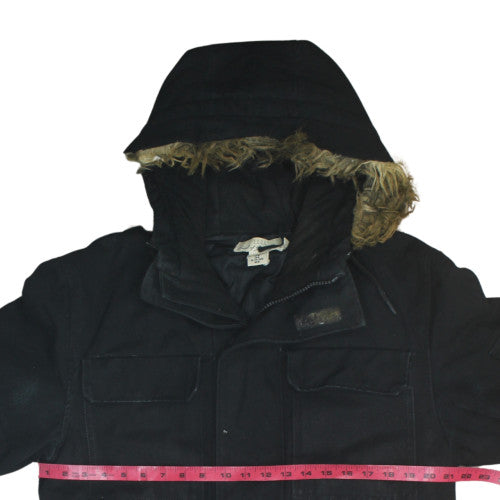 H&M L.O.G.G Men's Black Hooded Parka Coat Size M Winter Jacket