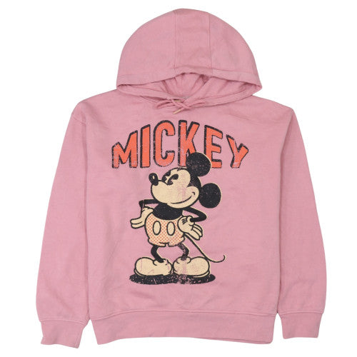 Disney Women Pink Mickey Hoodie Medium Pullover Sweatshirt