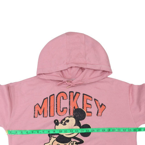Disney Women Pink Mickey Hoodie Medium Pullover Sweatshirt