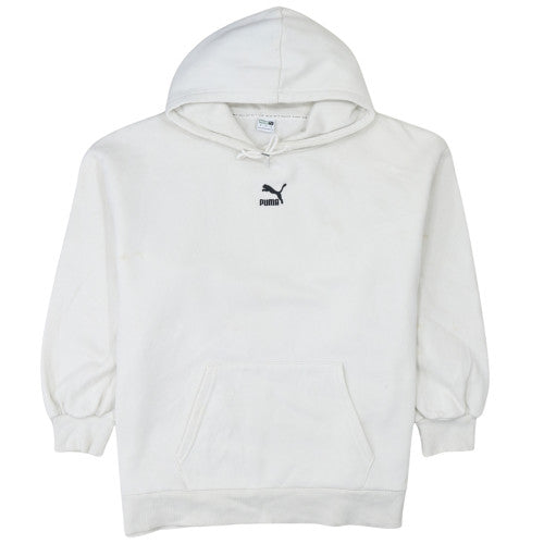 Puma Women's White Pullover Hoodie Medium Cotton Fleece Casual