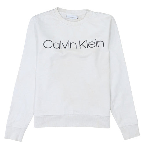 Calvin Klein Womens White Cotton Logo Sweatshirt Size M