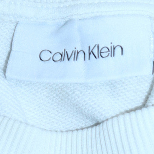 Calvin Klein Womens White Cotton Logo Sweatshirt Size M