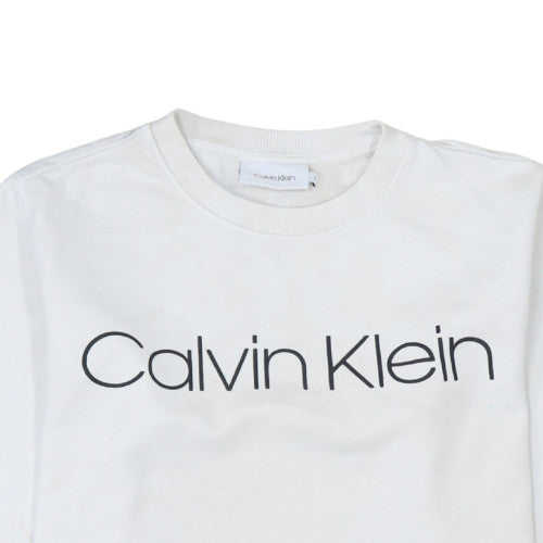 Calvin Klein Womens White Cotton Logo Sweatshirt Size M