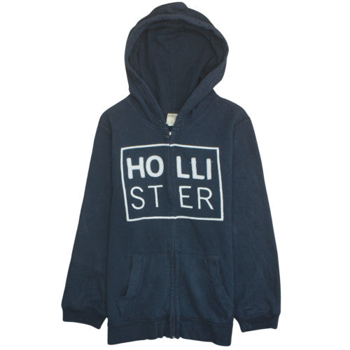Hollister Womens Navy Blue Full Zip Hoodie Size S Cotton Blend