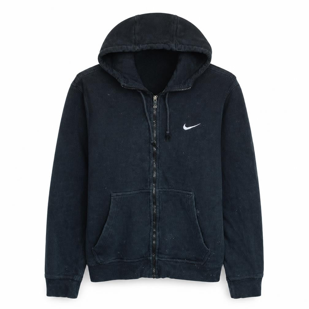 Front view of Nike Women's Black Full Zip Hoodie, size S, Cotton Blend