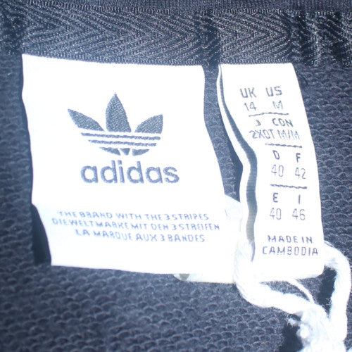 Adidas Womens Black Hooded Pullover Sweatshirt Size 14 Logo Print