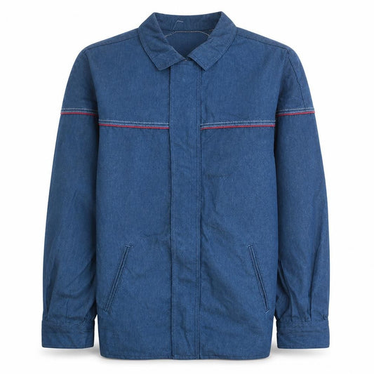 Front view of Guemene Confection Men's Blue Cotton Blend Mid-Length Jacket, size 46