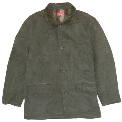 Tissaia Mens Green Cotton Lined Overcoat L Regular Button Casual Jacket