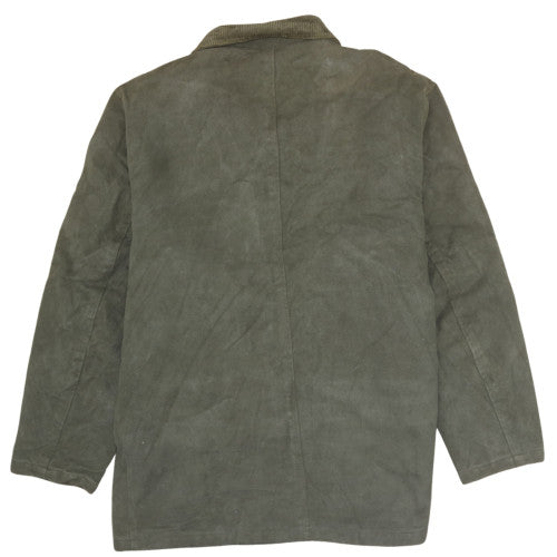 Tissaia Mens Green Cotton Lined Overcoat L Regular Button Casual Jacket
