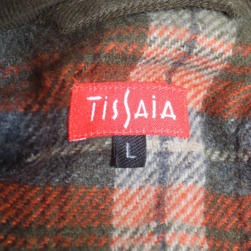 Tissaia Mens Green Cotton Lined Overcoat L Regular Button Casual Jacket