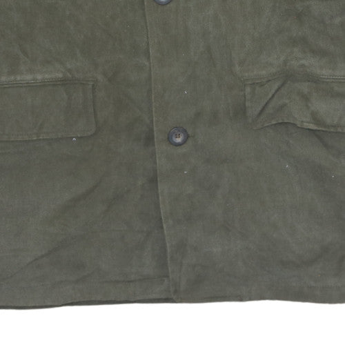Tissaia Mens Green Cotton Lined Overcoat L Regular Button Casual Jacket