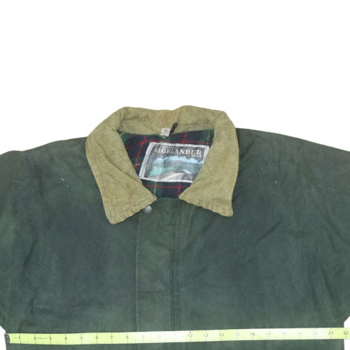 Highlander Men’s Green Waxed Cotton Country Jacket Coat L