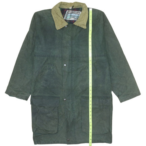 Highlander Men’s Green Waxed Cotton Country Jacket Coat L
