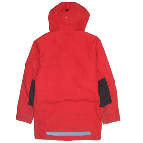 H&M L.O.G.G. Men's Red Hooded Parka Coat M Faux Fur Trim Winter Jacket