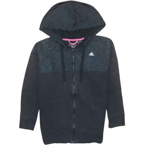 Adidas Womens Black XS Full Zip Hoodie Climalite Cotton Hooded Sweatshirt