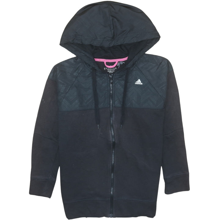 Adidas Womens Black XS Full Zip Hoodie Climalite Cotton Hooded Sweatshirt
